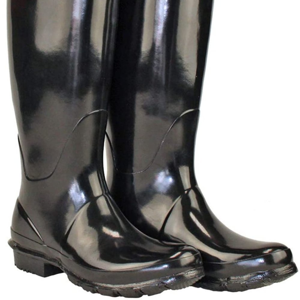 NWB ROCKFISH Orig Tall Gloss Black Wellington Boot